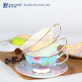 Цветочный рисунок Маленькая керамическая чашка кофе и блюдце, костюм из чашки кофе